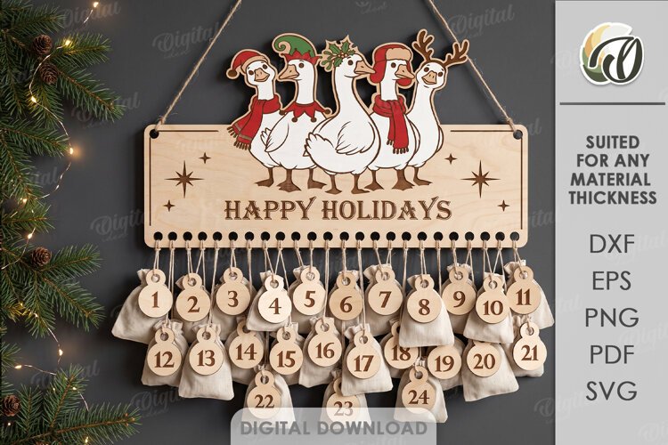 Christmas Advent Calendar Laser Cut. Wall Calendar SVG example image 1