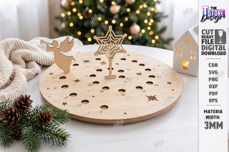 Wooden Christmas Advent Calendar Laser Cut | Holidays Laser example image 1