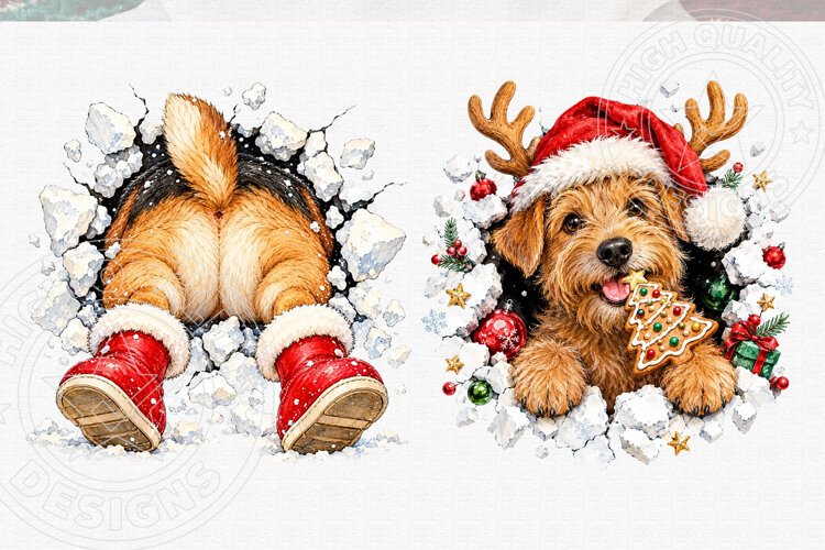Christmas Airedale Dog Santa Front Back example image 1
