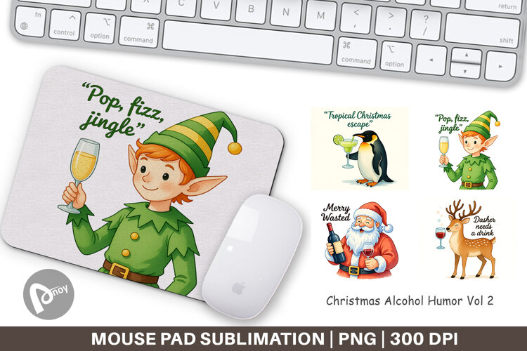 Mouse Pad Christmas Alcohol Humor Quotes example image 1
