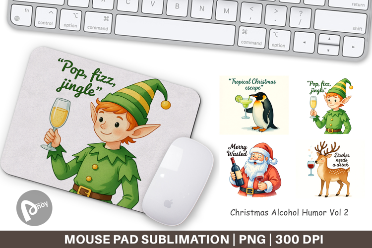 Mouse Pad Christmas Alcohol Humor Quotes