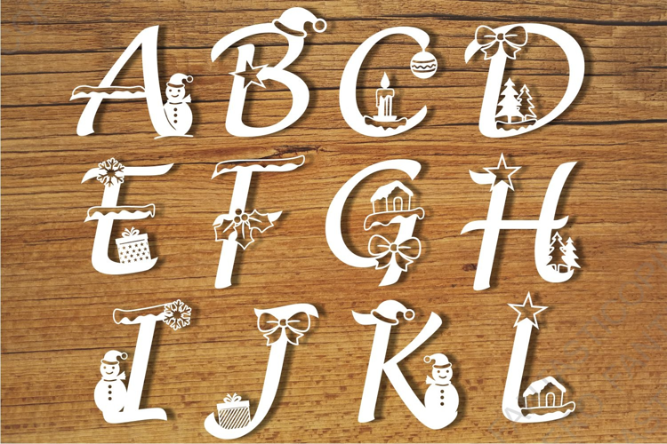 Decorated Christmas Alphabet and Numbers SVG and PNG files