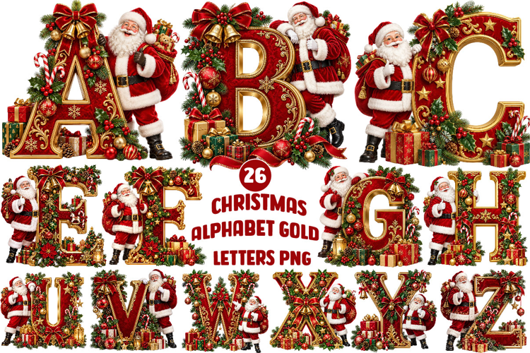 Christmas Alphabet Gold Letters Png