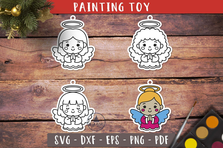 Christmas Angel Coloring Ornament SVG Painting Toy