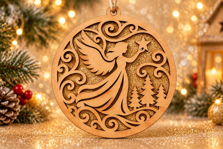 Christmas Angel Door Hanger SVG Laser Cut example image 1