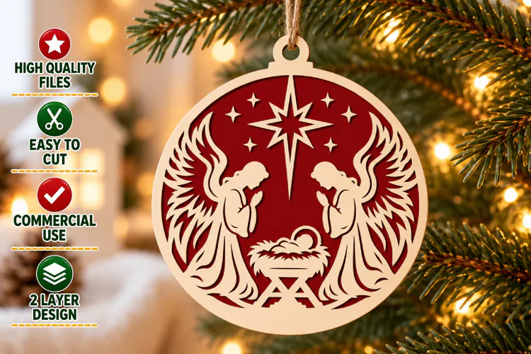 Christmas Angel Nativity Ornament SVG
