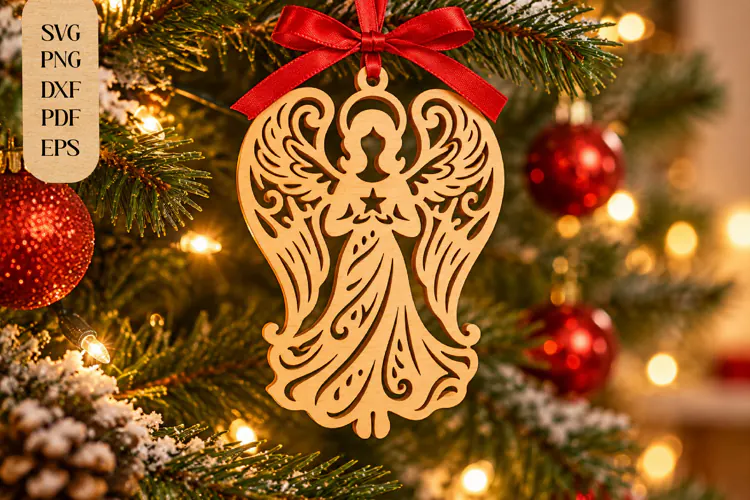 Christmas Angel Ornament Laser Cut SVG