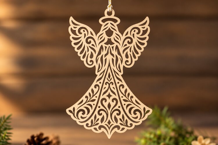 Christmas Angel Ornament Laser Cut SVG example image 1