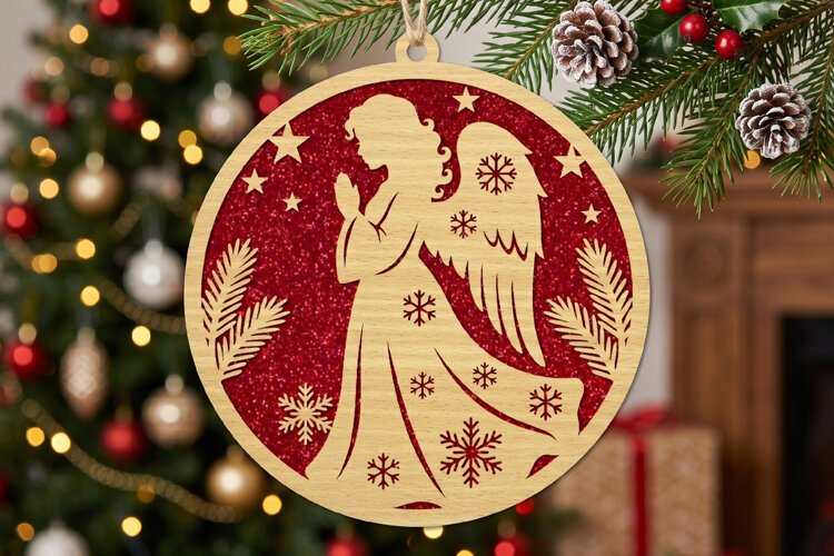 Christmas Angel Ornament SVG-Laser Cut File example image 1