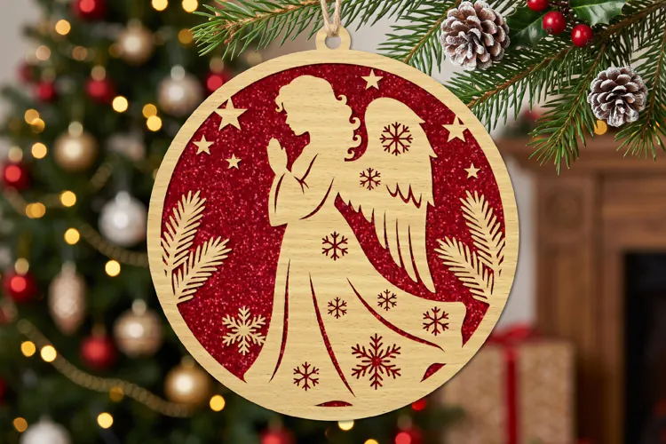 Christmas Angel Ornament SVG-Laser Cut File