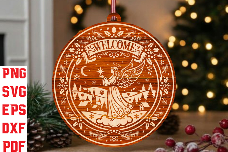 Christmas Angel Welcome Laser Cut SVG