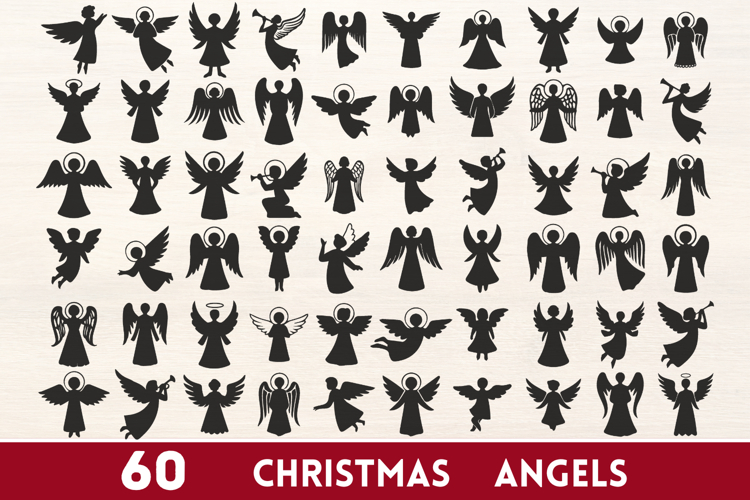 60 Christmas Angels SVG Bundle