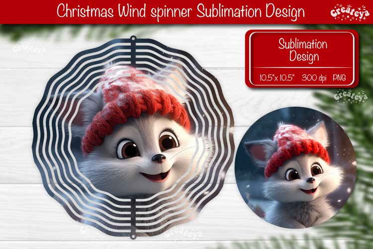 Round Christmas wind spinner Cute Animals Sublimation design