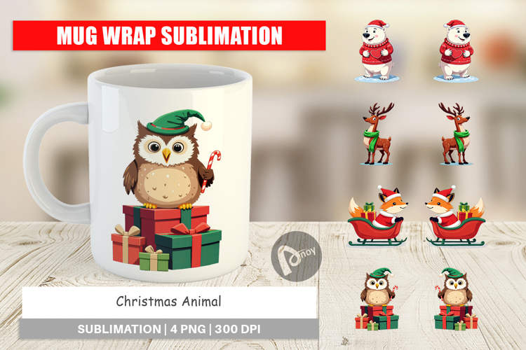 Mug Wrap Christmas Animals