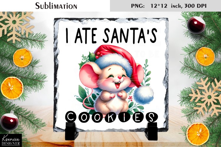 Christmas Watercolor Animal |Funny Quotes Slate Sublimation example image 1
