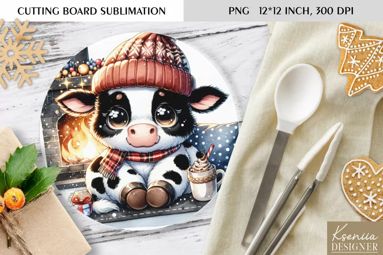 Animal in front of the Fireplace|Round Cutting Board Design