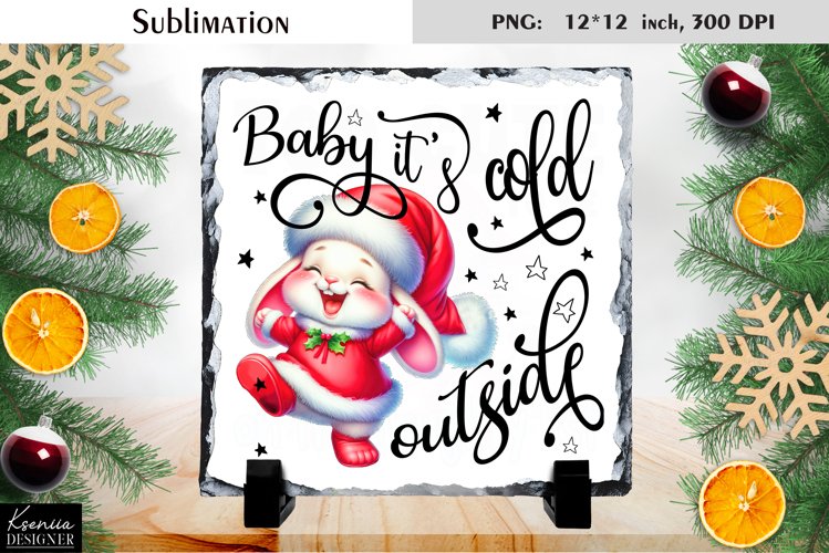 Christmas Watercolor Animal |Funny Quotes Slate Sublimation example image 1