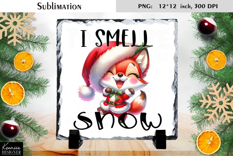 Christmas Watercolor Animal |Funny Quotes Slate Sublimation example image 1