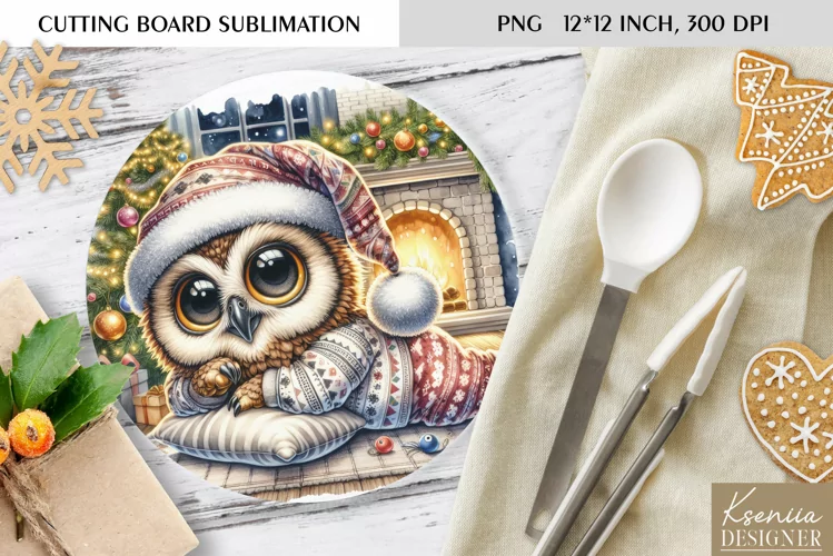 Animal in front of the Fireplace|Round Cutting Board Design