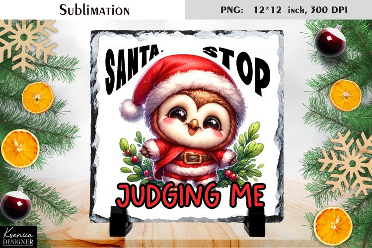 Christmas Watercolor Animal |Funny Quotes Slate Sublimation example image 1