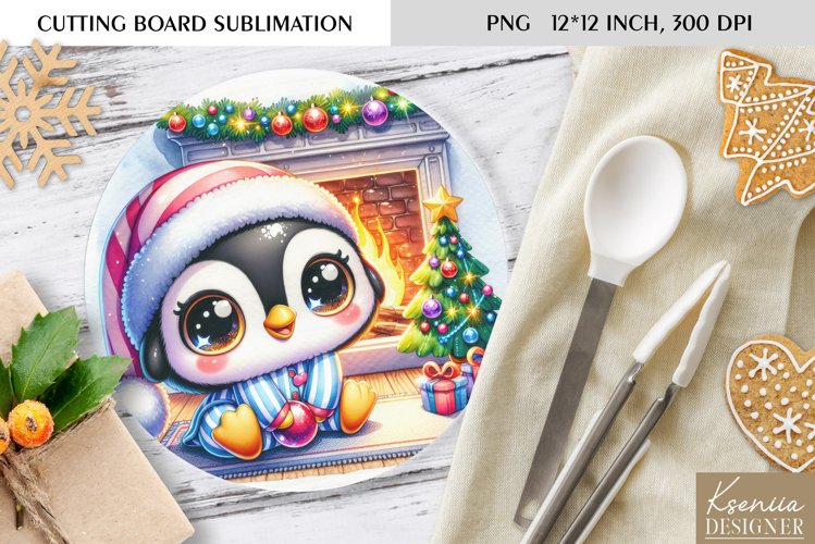 Animal in front of the Fireplace|Round Cutting Board Design example image 1