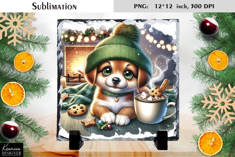 Christmas Dog Sublimation|Cute Slate Design
