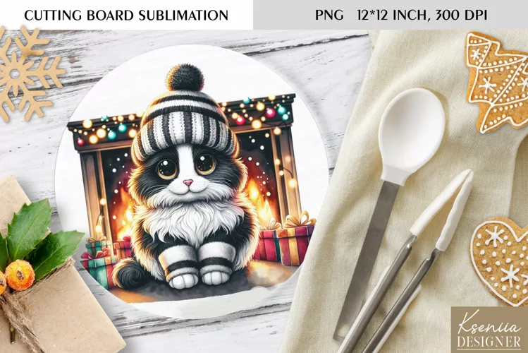 Animal in front of the Fireplace|Round Cutting Board Design