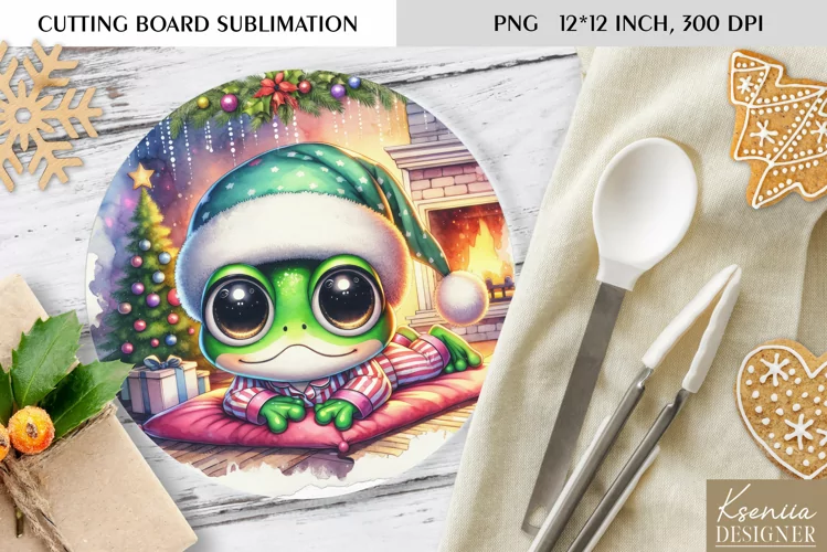 Animal in front of the Fireplace|Round Cutting Board Design