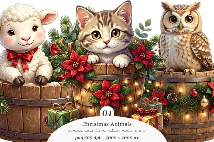 Christmas Animals Clipart PNG example image 1