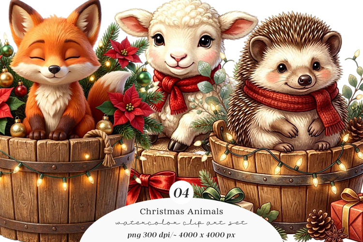 Christmas Animals Clipart PNG example image 1