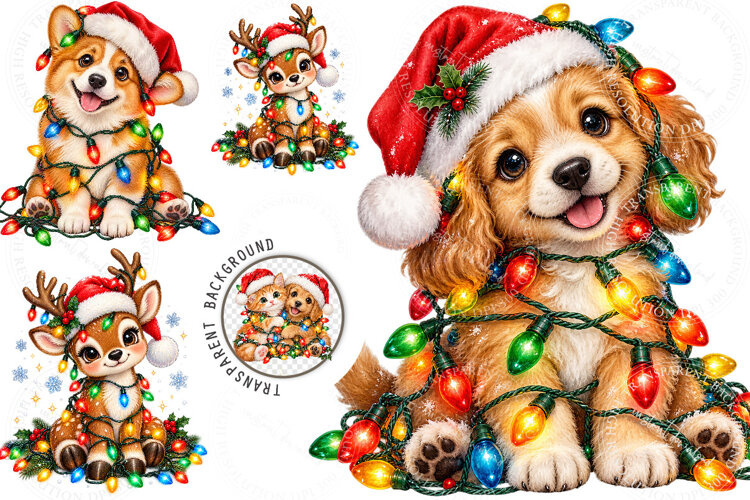 Christmas Dogs Clipart, Christmas Dog Png example image 1