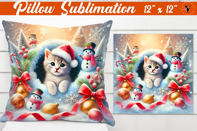 Pillow sublimation | Christmas Animals | Kitten