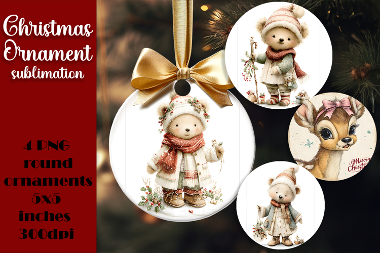 Christmas animal Ornament PNG Sublimation Design