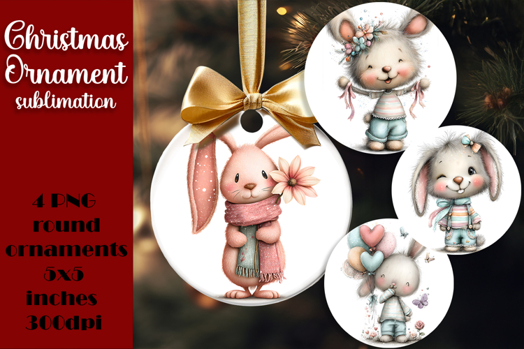 Christmas animal Ornament PNG Sublimation Design