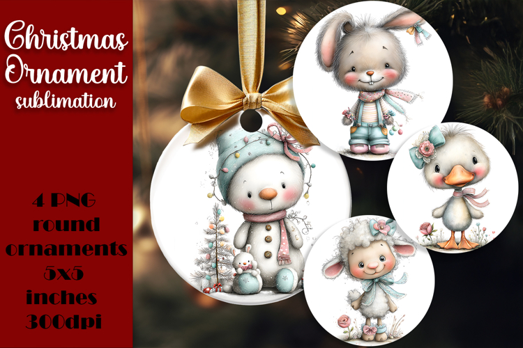 Christmas animal Ornament PNG Sublimation Design