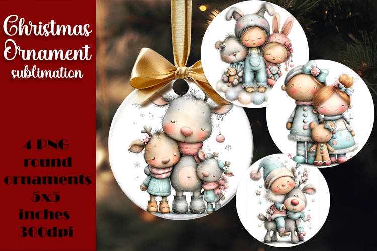 Christmas animal Ornament PNG Sublimation Design