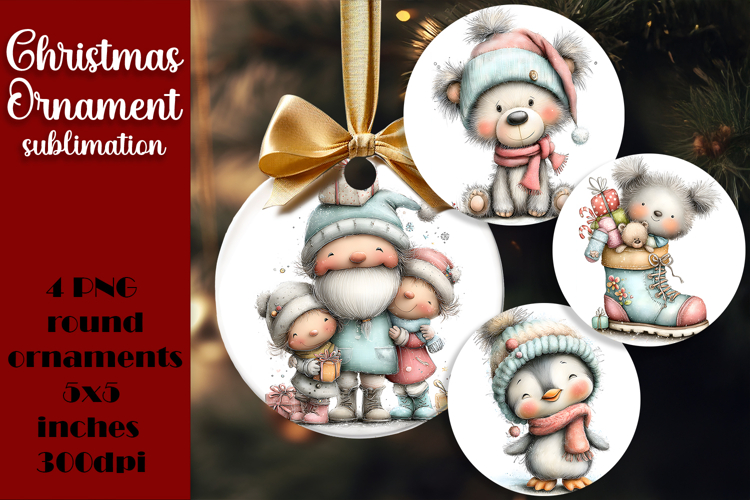 Christmas animal Ornament PNG Sublimation Design