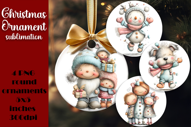 Christmas animal Ornament PNG Sublimation Design