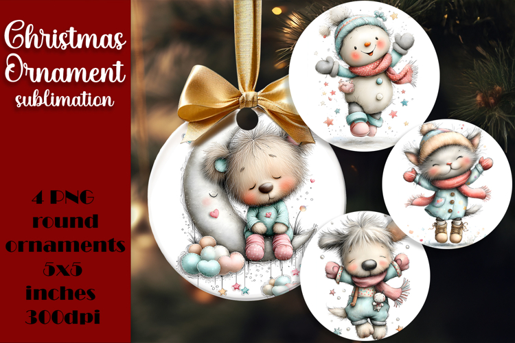 Christmas animal Ornament PNG Sublimation Design