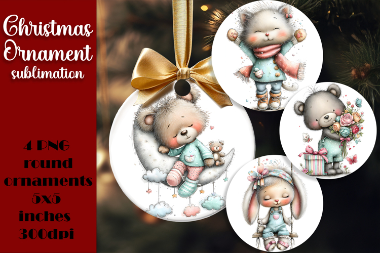 Christmas animal Ornament PNG Sublimation Design