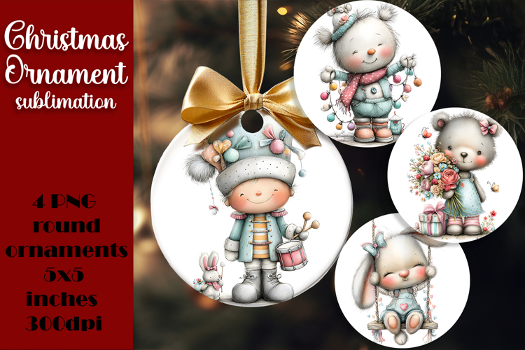 Christmas animal Ornament PNG Sublimation Design