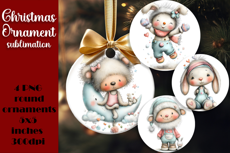 Christmas animal Ornament PNG Sublimation Design