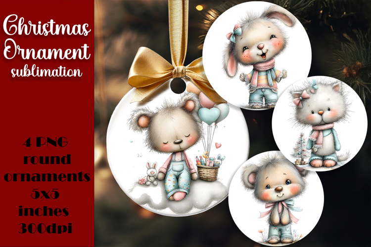 Christmas animal Ornament PNG Sublimation Design