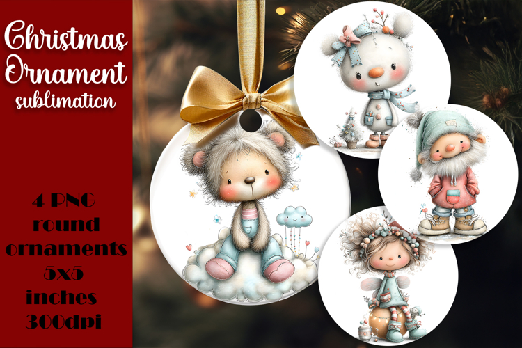 Christmas animal Ornament PNG Sublimation Design