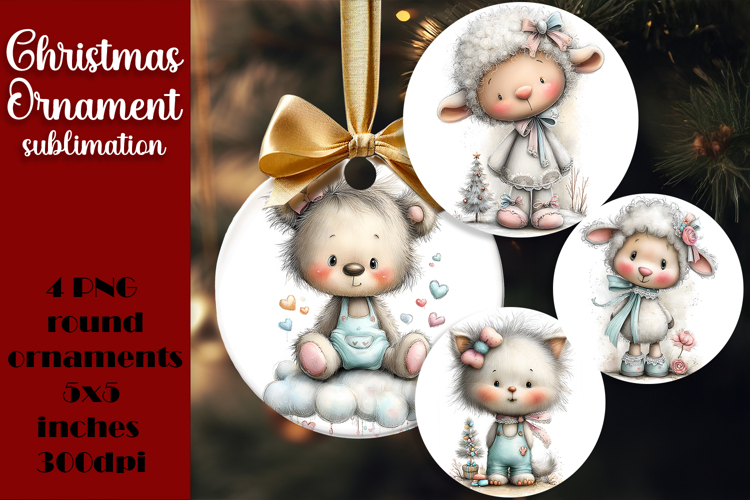 Christmas animal Ornament PNG Sublimation Design