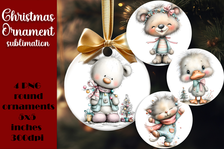 Christmas animal Ornament PNG Sublimation Design