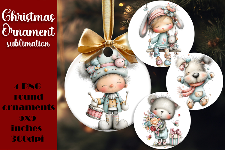 Christmas animal Ornament PNG Sublimation Design
