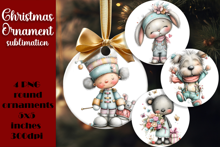 Christmas animal Ornament PNG Sublimation Design