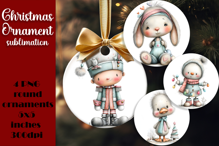 Christmas animal Ornament PNG Sublimation Design