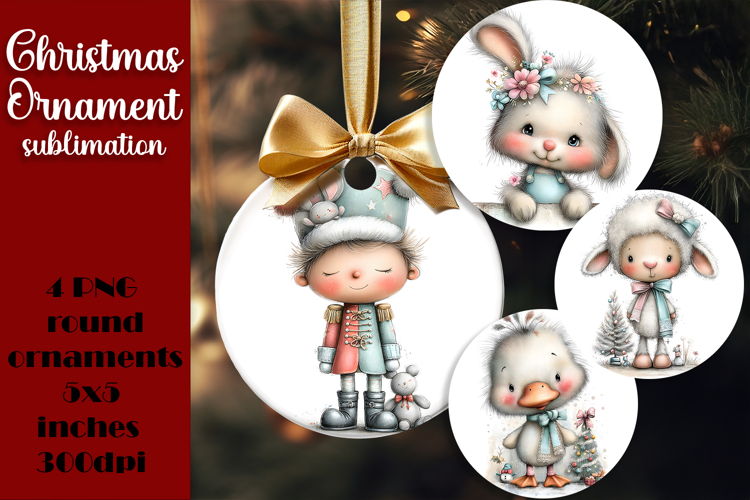 Christmas animal Ornament PNG Sublimation Design